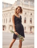 Rochie fermecătoare cu volane, neagră PR32120 - Magazin online - Boutique